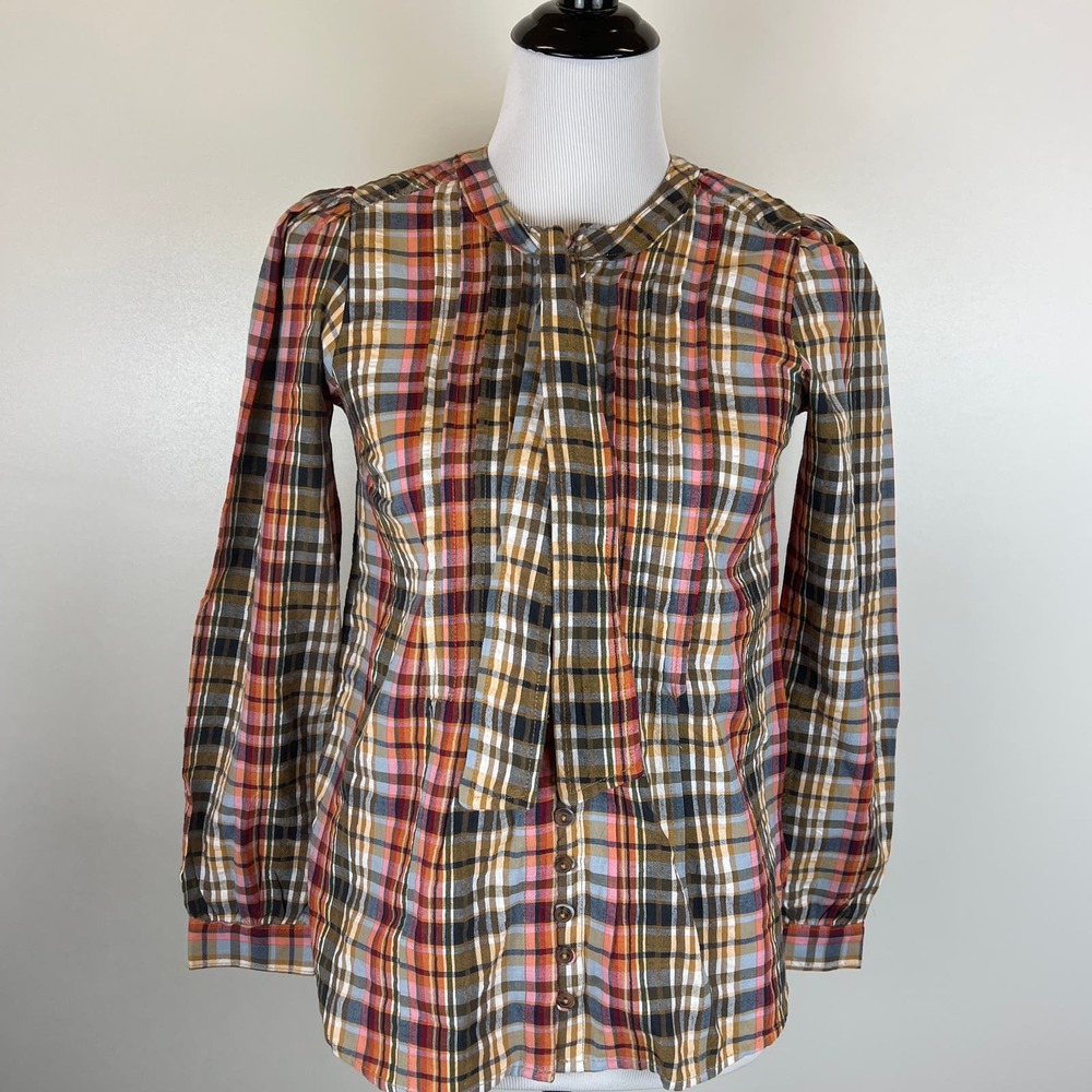 Pilcro Plaid Button Down Blouse, XXS